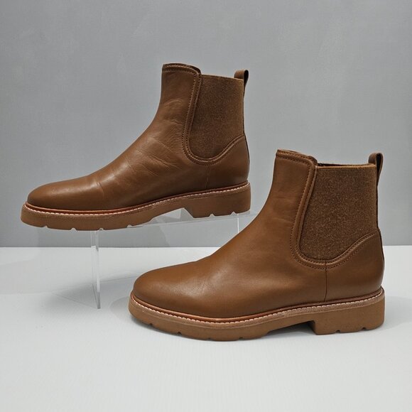 NEW Vince Rue Ankle Bootie Womens 10 Light Fawn Leather Water Repellent Chelsea - Picture 2 of 14